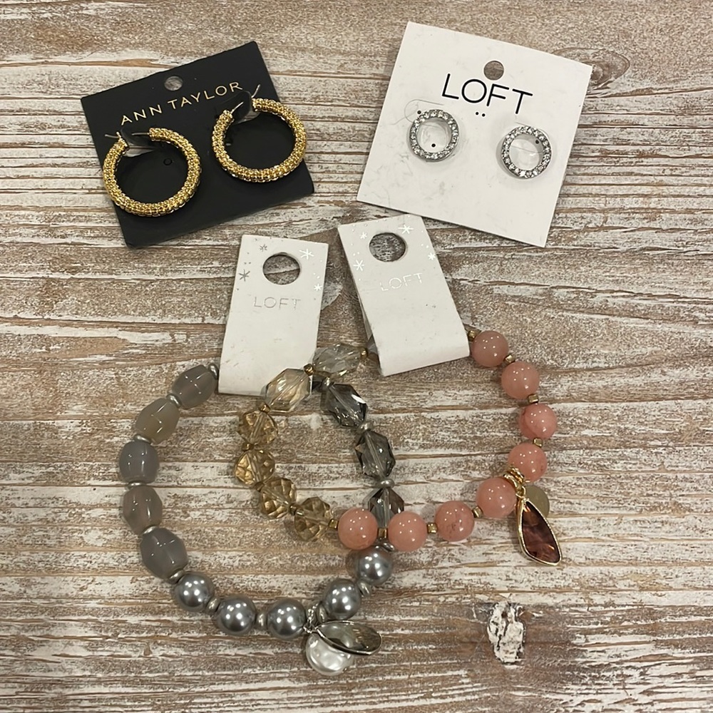 Ann Taylor LOFT Jewelry Bundle Lot Earrings Bracelets New